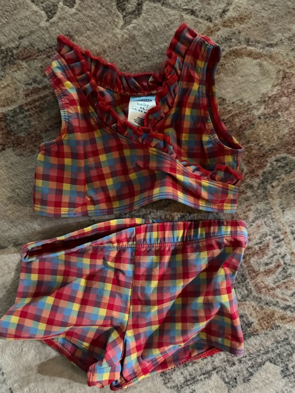 Old Navy Red Yellow Blue Plaid Girls Matching Set
